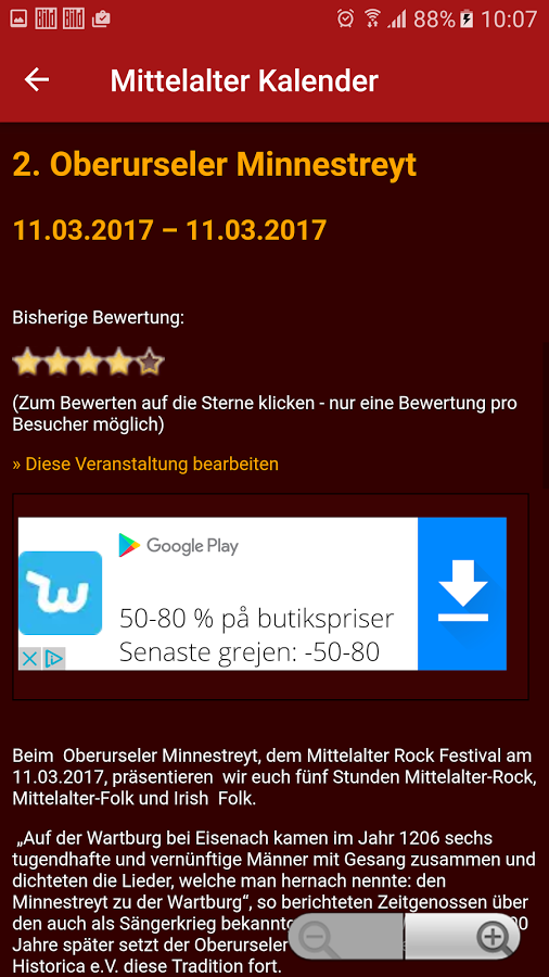 Marktkalendarium-App für alle Mittelalter-Veranstaltungen