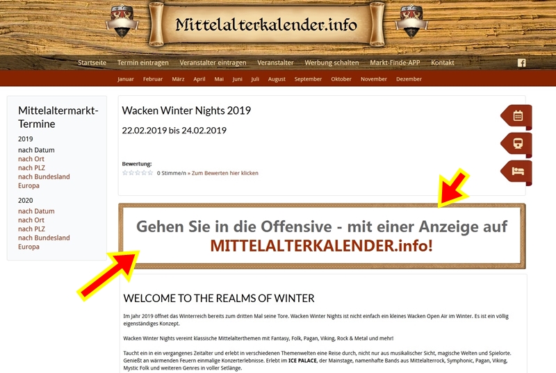 Ihre Werbung auf MITTELALTERKALENDER.INFO