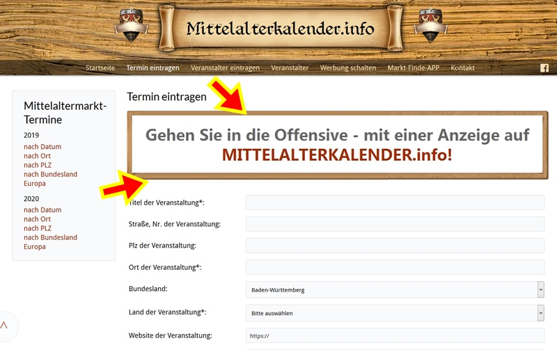 Ihre Werbung auf MITTELALTERKALENDER.INFO
