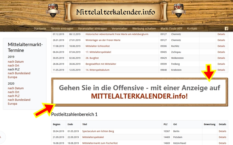 Ihre Werbung auf MITTELALTERKALENDER.INFO