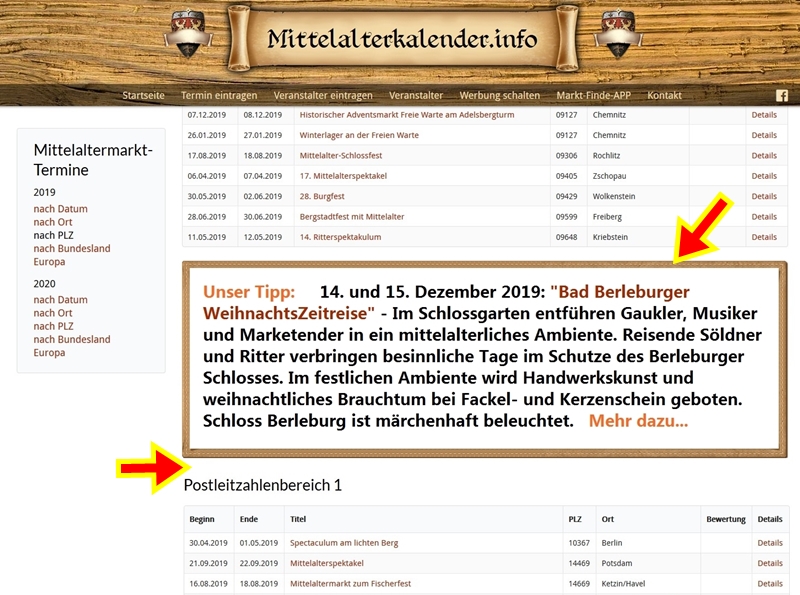 Ihre Werbung auf MITTELALTERKALENDER.INFO
